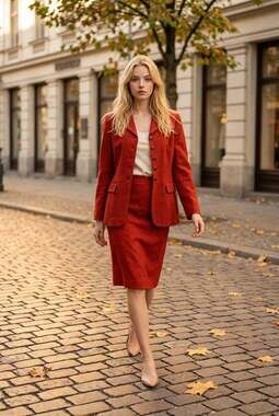 Kasper for A.S.L. Vintage Red Women's Skirt Suit Size 10